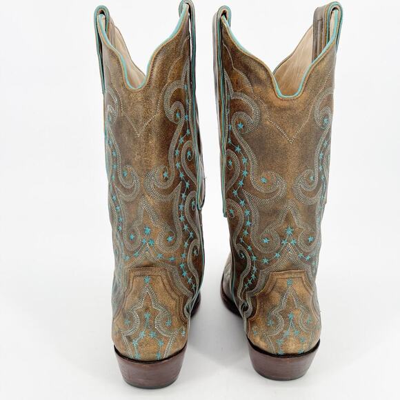 Vintage Old Gringo Rust Turquoise Celeste Star Print Western Cowgirl Boot size 6 - Picture 7 of 10